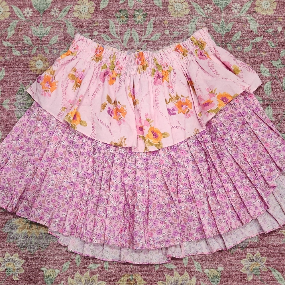 LoveShackFancy Ruffle Mini Skirt in Exploded Pink XS - Picture 4 of 9
